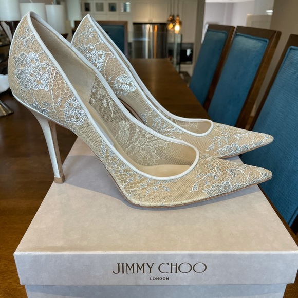 Jimmy Choo Shoes - Jimmy Choo White Abel Lace Point Toe Pumps